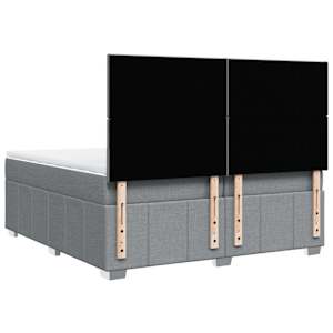 Box spring postel s matrací světle šedá 200 x 200 cm textil - obrázek 8