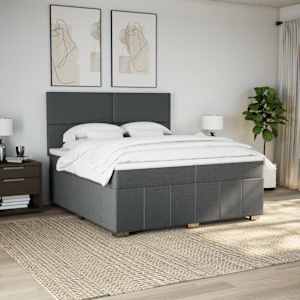 Box spring postel s matrací tmavě šedá 200x200 cm textil - obrázek 5