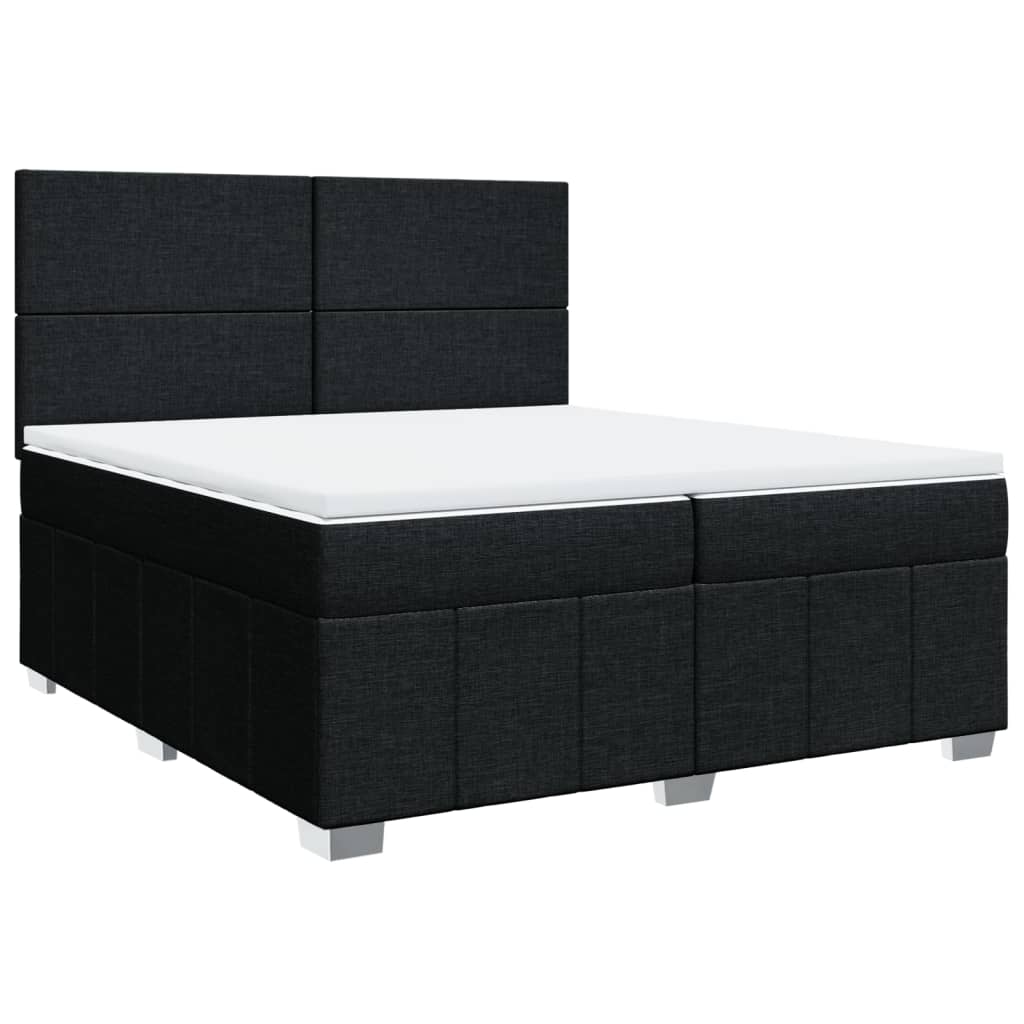 vidaXL Boxspring met matras stof zwart 200x200 cm afbeelding