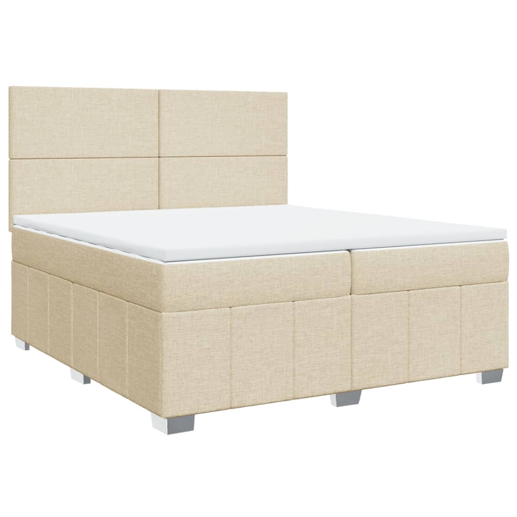 vidaXL Boxspring met matras stof crèmekleurig 200x200 cm afbeelding