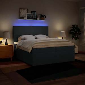 Box spring postel s matrací modrá 200x200 cm textil - obrázek 4