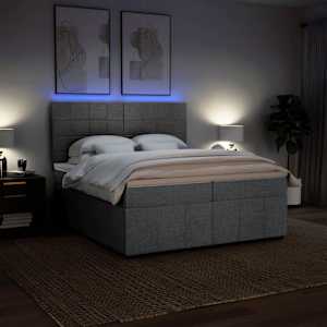 Box spring postel s matrací světle šedá 200 x 200 cm textil - obrázek 4