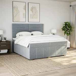 Box spring postel s matrací světle šedá 200 x 200 cm textil - obrázek 5