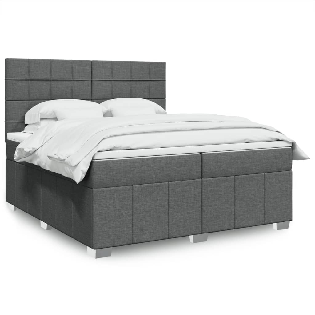 Boxspringbett mit Matratze Dunkelgrau 200×200 cm Stoff