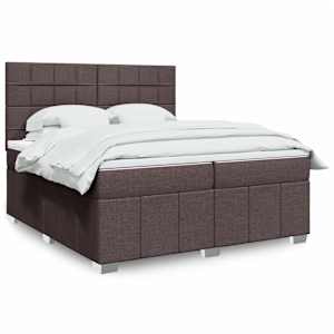 Box spring postel s matrací tmavě hnědá 200x200 cm textil - obrázek 1