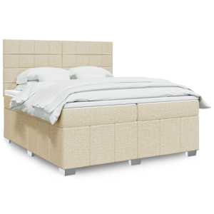 Box spring postelja z vzmetnico krem 200x200 cm blago