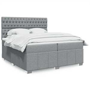 Box spring postel s matrací světle šedá 200 x 200 cm textil - obrázek 1