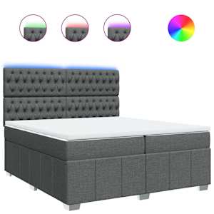 Box spring postel s matrací tmavě šedá 200x200 cm textil - obrázek 2
