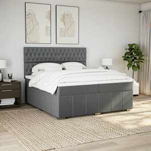 Box spring postel s matrací tmavě šedá 200x200 cm textil - obrázek 5