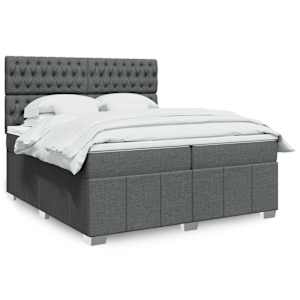 Box spring postel s matrací tmavě šedá 200x200 cm textil - obrázek 1