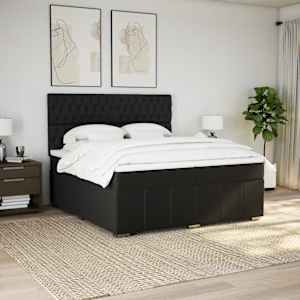 Box spring postel s matrací černá 200x200 cm textil - obrázek 5