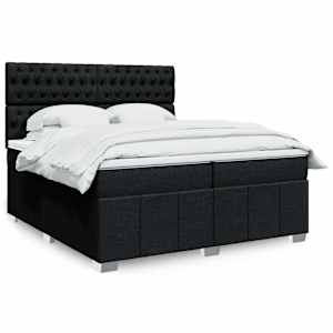Box spring postel s matrací černá 200x200 cm textil - obrázek 1