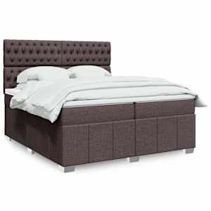 Box spring postel s matrací tmavě hnědá 200x200 cm textil - obrázek 1