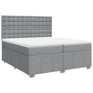 Box spring postel s matrací světle šedá 200 x 200 cm textil - obrázek 3