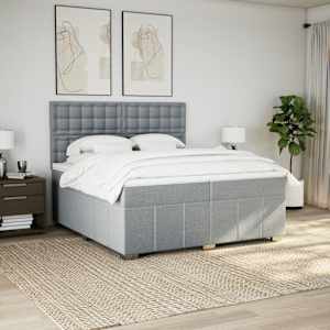 Box spring postel s matrací světle šedá 200 x 200 cm textil - obrázek 5
