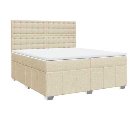 vidaXL Cama com molas/colch&atilde;o 200x200 cm tecido cor creme
