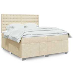Box spring postelja z vzmetnico krem 200x200 cm blago