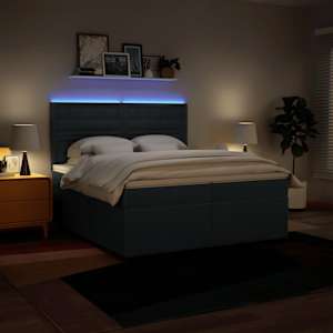Box spring postel s matrací modrá 200x200 cm textil - obrázek 4