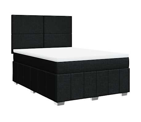 vidaXL Box Spring Bed with Mattress Black Double Fabric