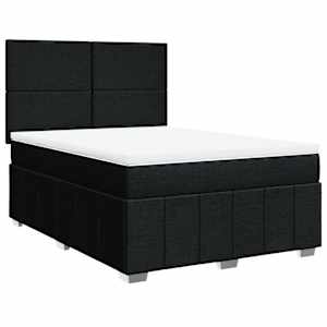 vidaXL Box Spring Bed with Mattress Black Double Fabric