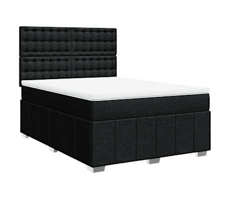 vidaXL Box Spring Bed with Mattress Black Double Fabric