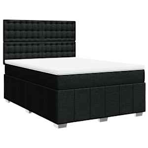 vidaXL Box Spring Bed with Mattress Black Double Fabric