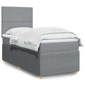 Box spring postel s matrací světle šedá 80 x 200 cm textil - obrázek 1