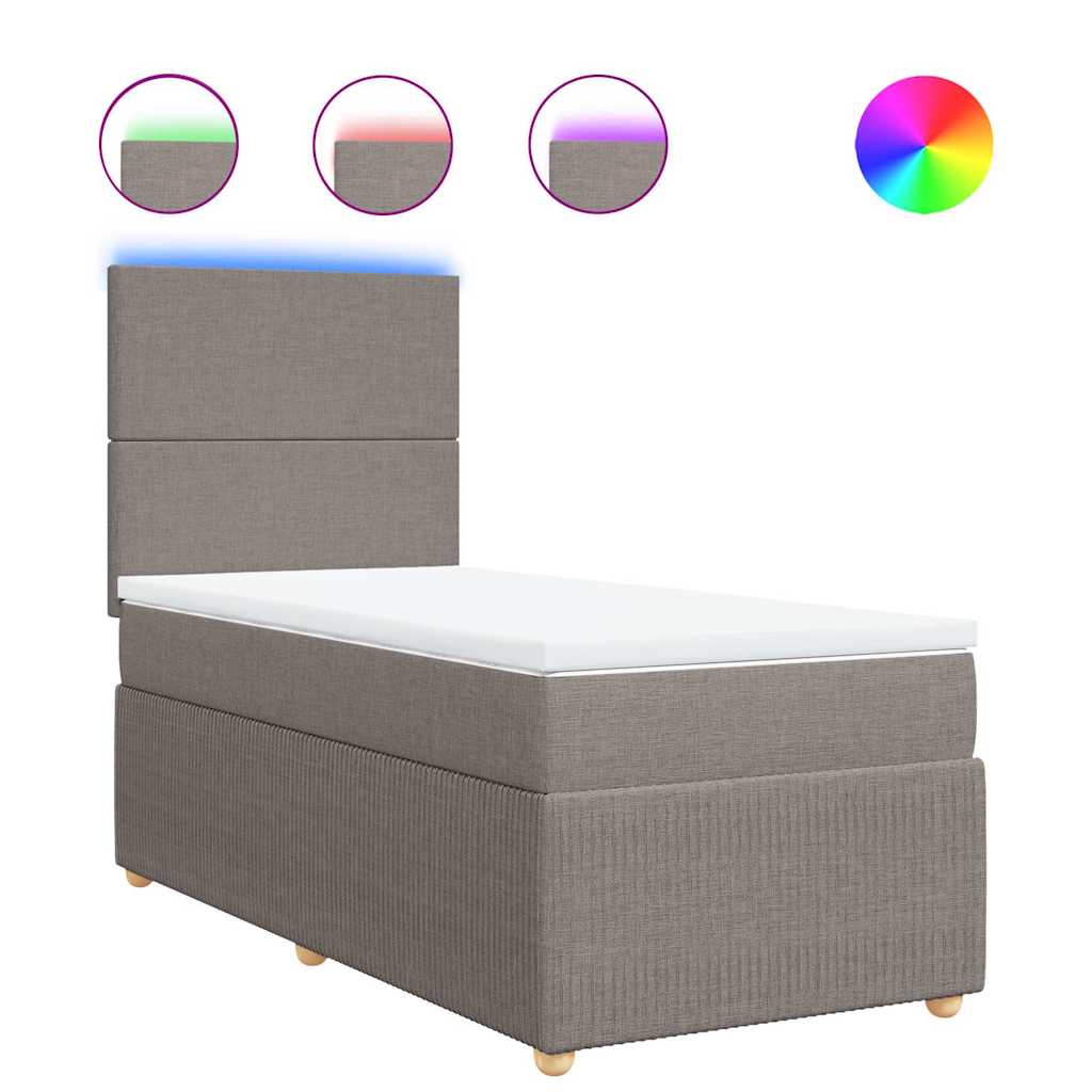 vidaXL Boxspring met matras stof taupe 80x200 cm, foto 3