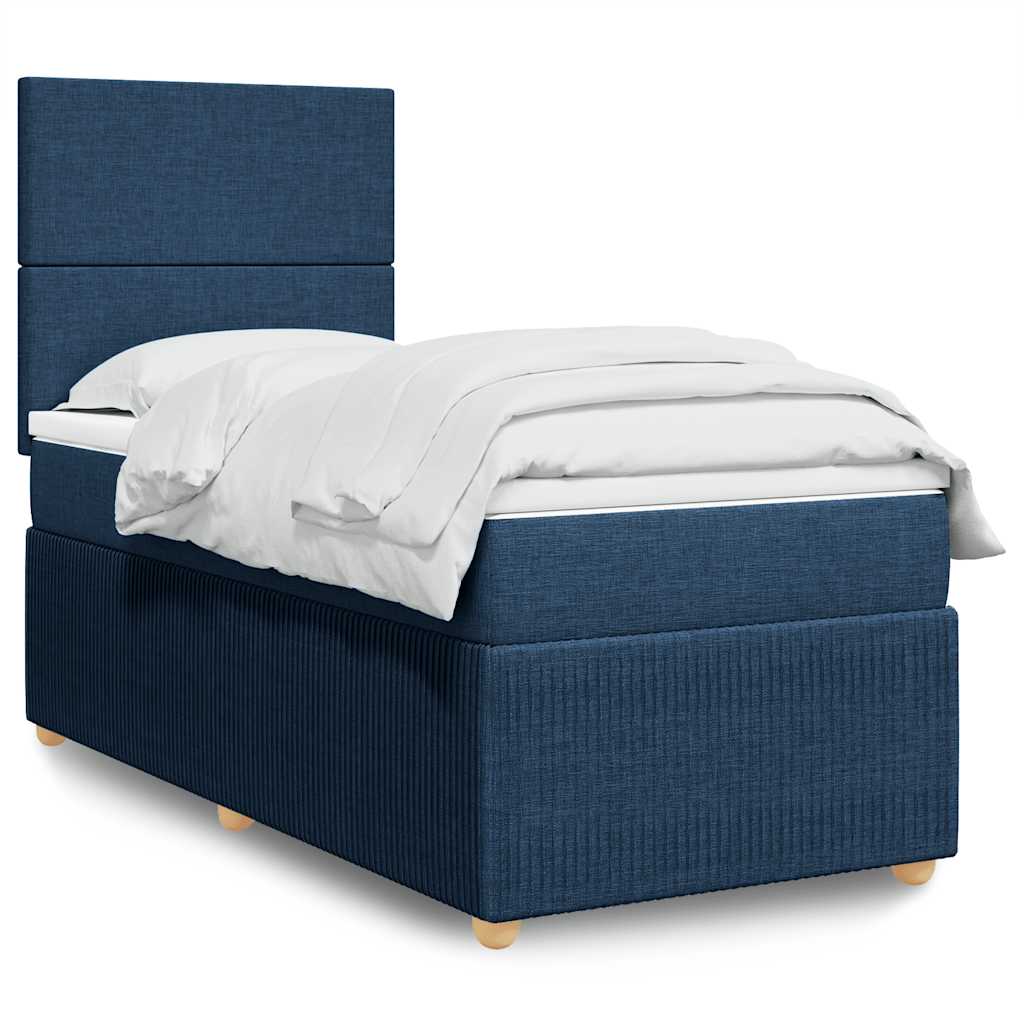 vidaXL Giroletto a Molle con Materasso Blu 80x200 cm inTessuto