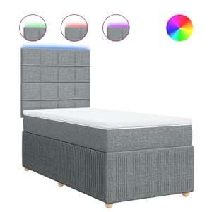 Box spring postel s matrací světle šedá 80 x 200 cm textil - obrázek 2
