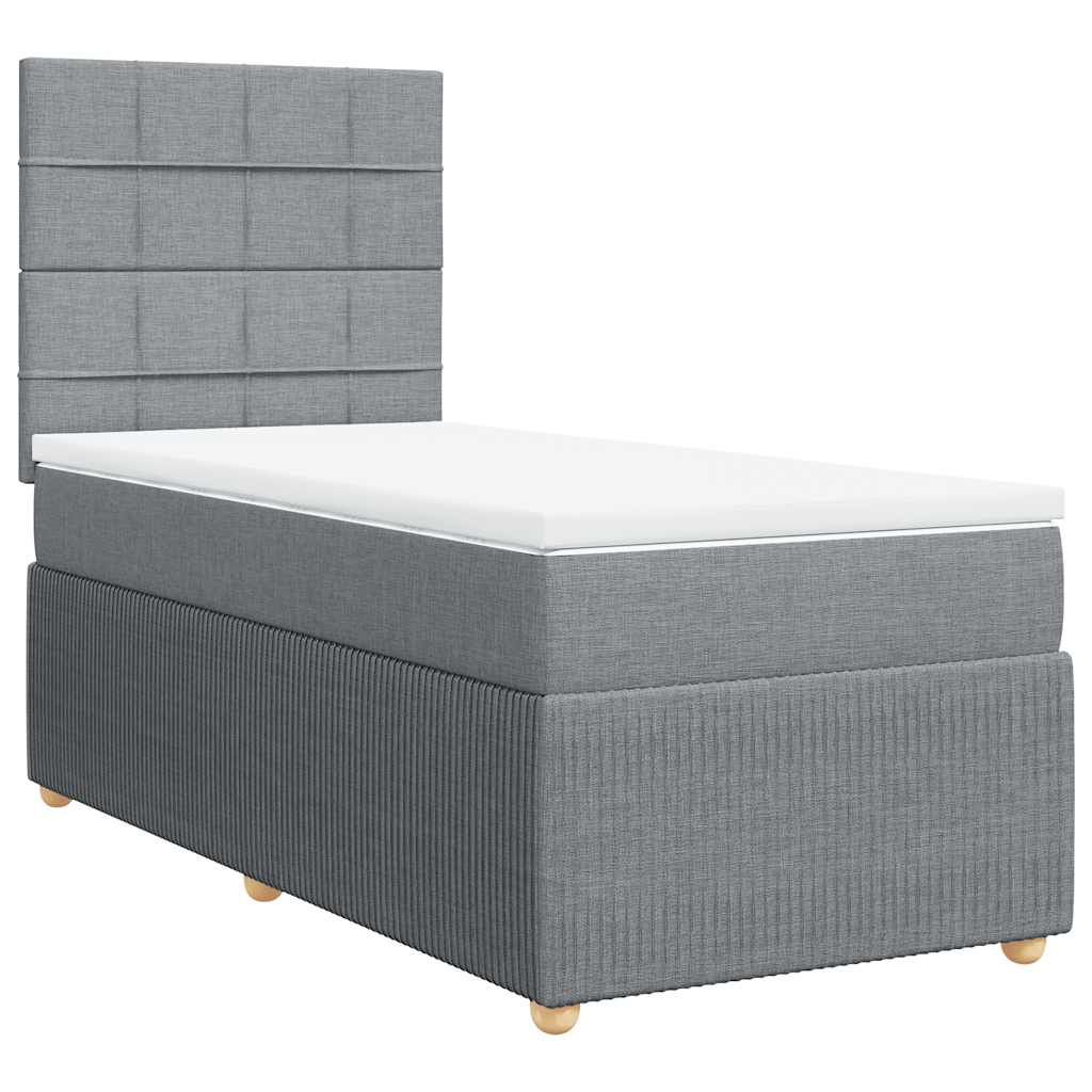vidaXL Boxspring met matras stof lichtgrijs 80x200 cm afbeelding