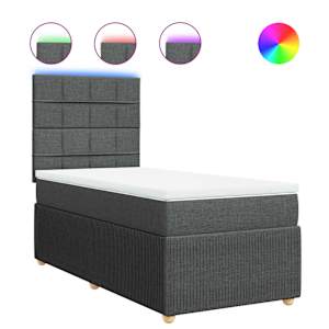 Box spring postel s matrací tmavě šedá 80 x 200 cm textil - obrázek 2