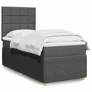 Box spring postel s matrací tmavě šedá 80 x 200 cm textil - obrázek 1