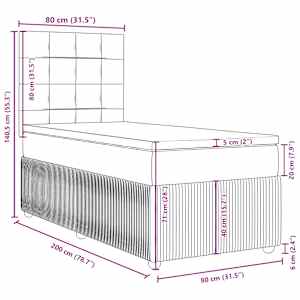 Box spring postel s matrací tmavě hnědá 80x200 cm textil - obrázek 18