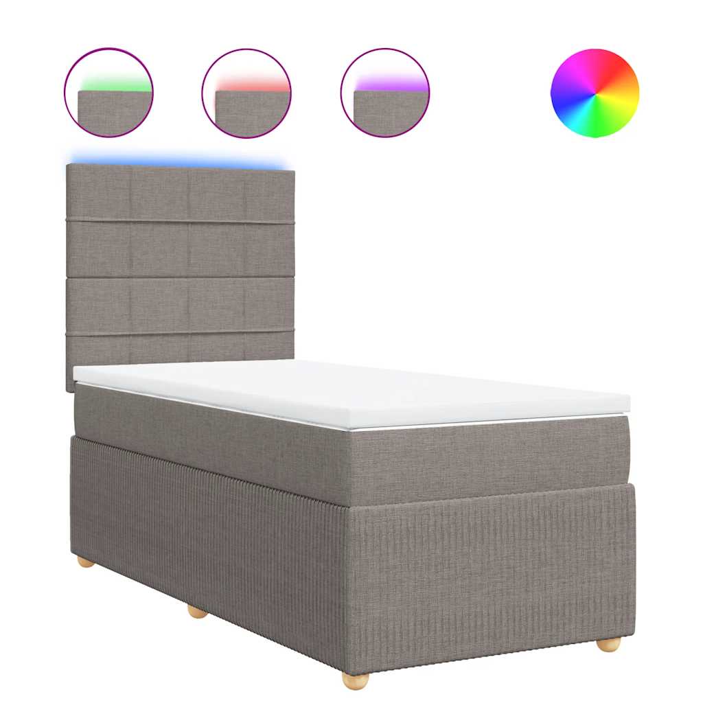 vidaXL Boxspring met matras stof taupe 80x200 cm, foto 3