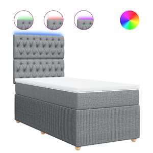 Box spring postel s matrací světle šedá 80 x 200 cm textil - obrázek 2