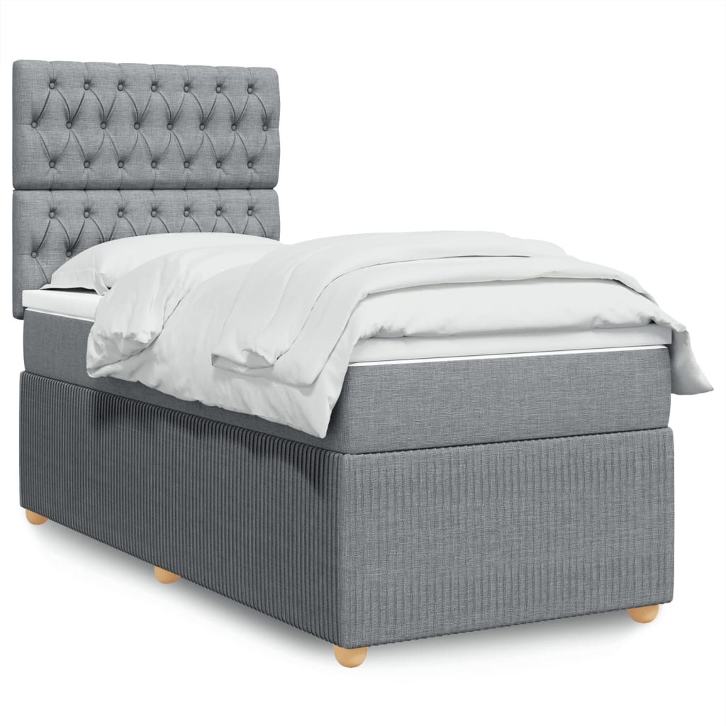 vidaXL Boxspringbett mit Matratze Hellgrau 80x200 cm Stoff