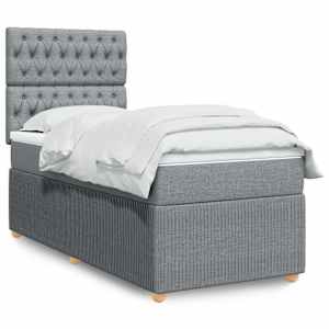 Box spring postel s matrací světle šedá 80 x 200 cm textil - obrázek 1