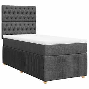 Box spring postel s matrací tmavě šedá 80 x 200 cm textil - obrázek 3