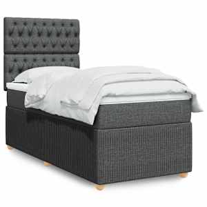 Box spring postel s matrací tmavě šedá 80 x 200 cm textil - obrázek 1