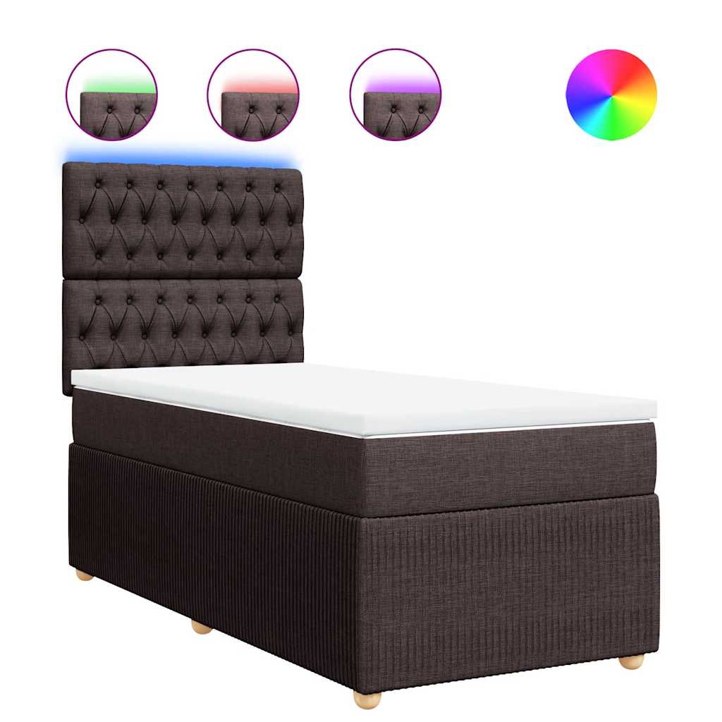 Thumbnail - vidaXL Boxspringbett mit Matratze Dunkelbraun 80x200 cm Stoff
