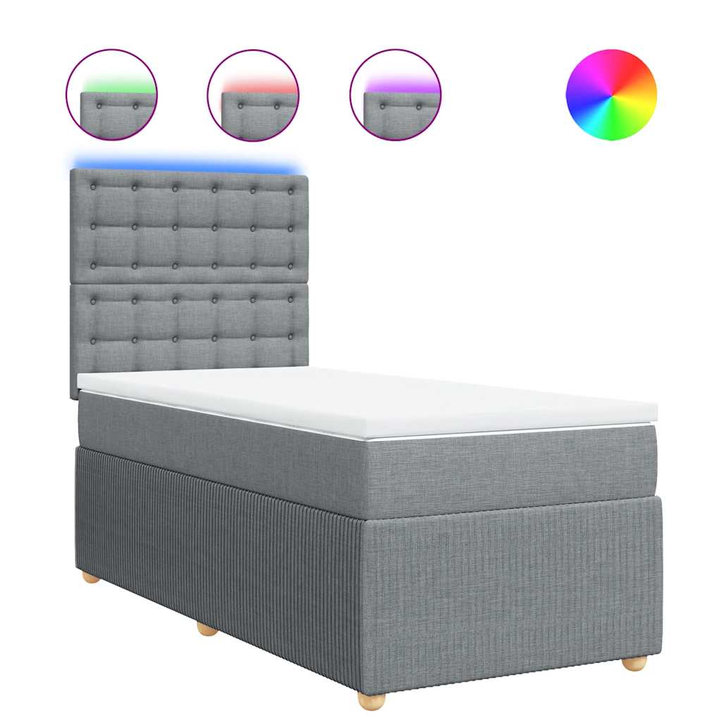 vidaXL Boxspring met matras stof lichtgrijs 80x200 cm grijs, foto 3
