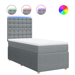 Box spring postel s matrací světle šedá 80 x 200 cm textil - obrázek 2