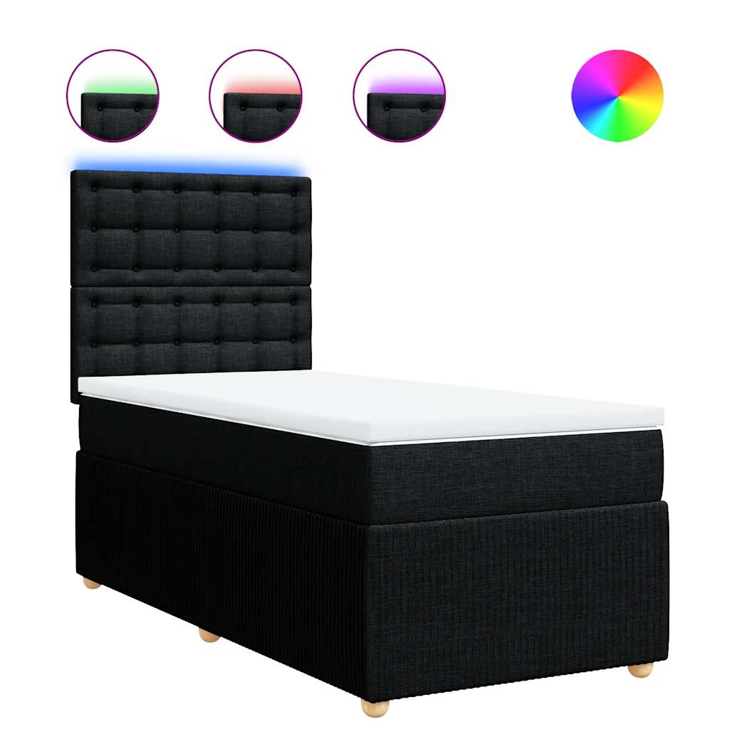 vidaXL Box spring postel s matrací černá 80 x 200 cm textil