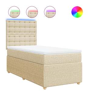 Box spring postel s matrací krémová 80 x 200 cm textil - obrázek 2