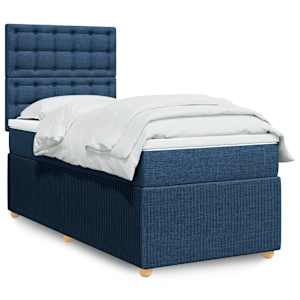 Box spring postelja z vzmetnico modra 80x200 cm blago