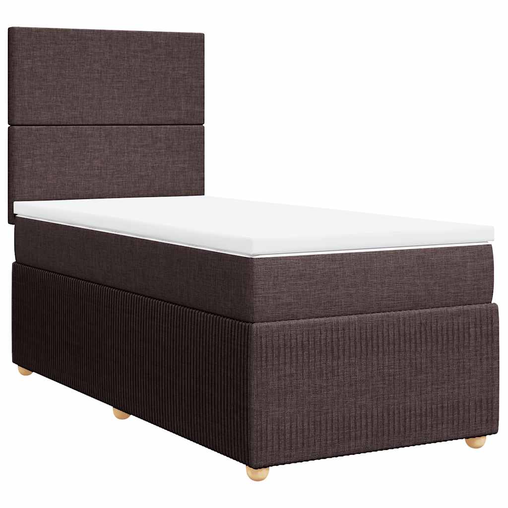 vidaXL Boxspring met matras stof donkerbruin 90x190 cm afbeelding