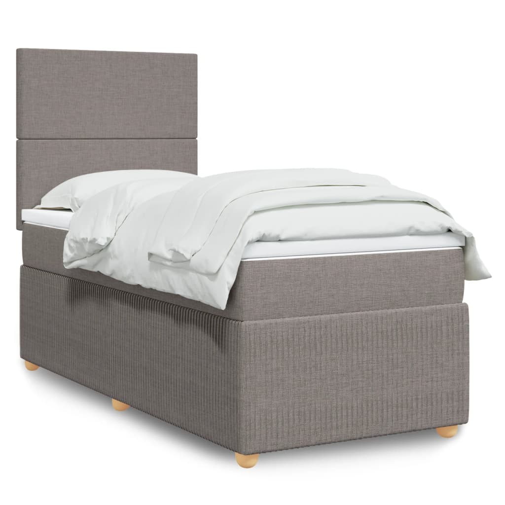 vidaXL Boxspringbett mit Matratze Taupe 90x190 cm Stoff