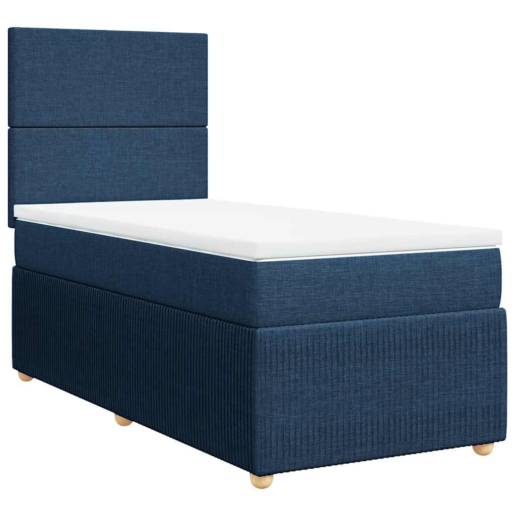 vidaXL Boxspring met matras stof blauw 90x190 cm afbeelding
