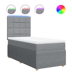 Box spring postel s matrací světle šedá 90x190 cm textil - obrázek 2